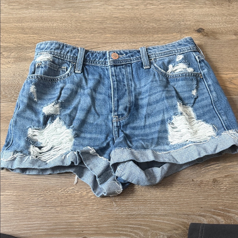 Hollister Blue Distressed Jean Shorts